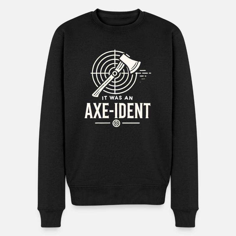 Es war ein Axt-ident - Männer Premium Bio Pullover - Schwarz