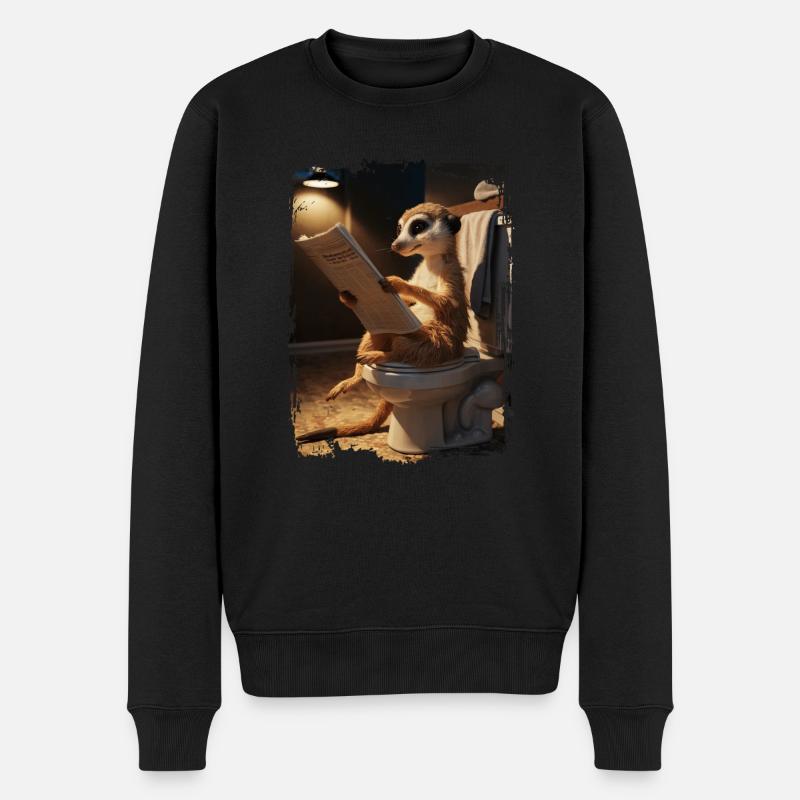 Erdmännchen-Toilette Geschenk - Männer Premium Bio Pullover - Schwarz