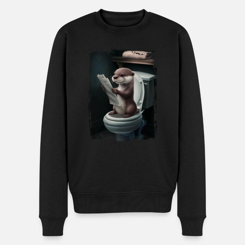 Otter-Toilette Geschenk - Männer Premium Bio Pullover - Schwarz