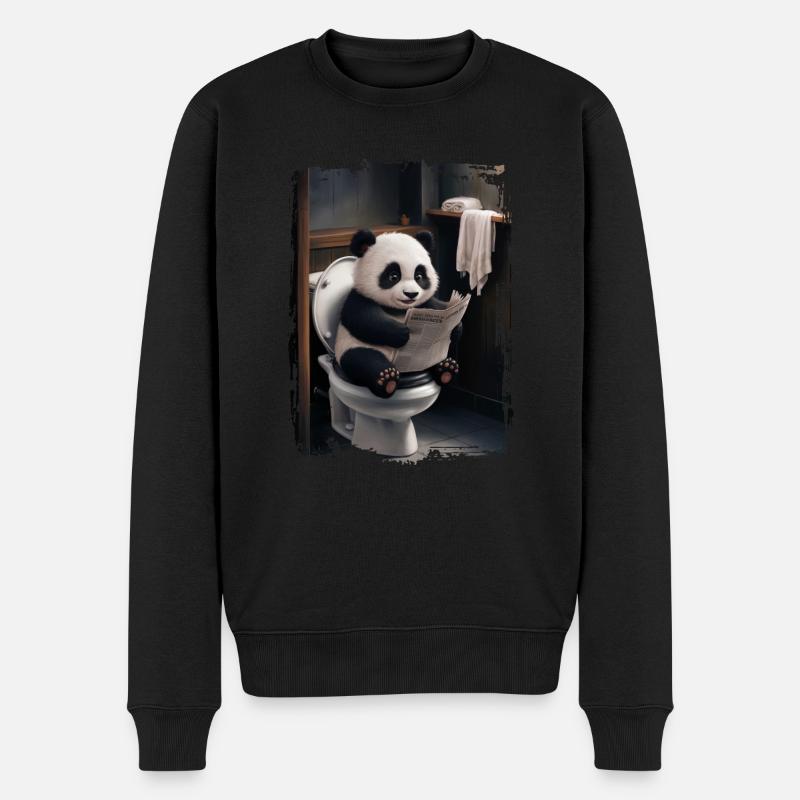 Panda-Toilette Geschenk - Männer Premium Bio Pullover - Schwarz