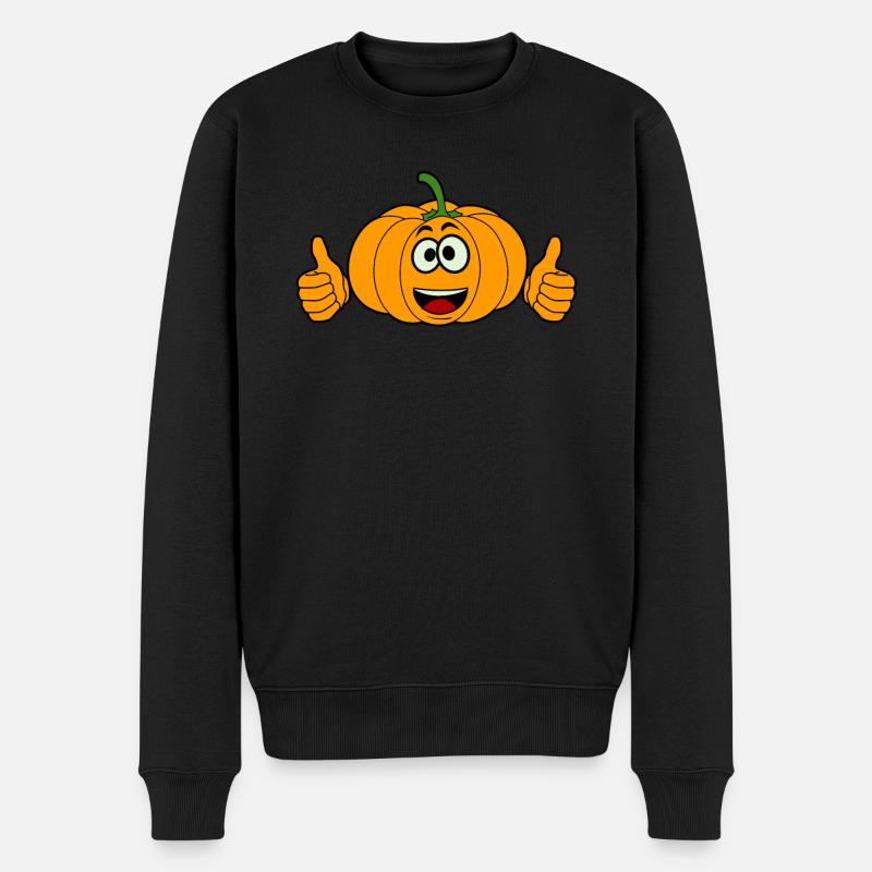 Pumpkin Thumbs up Pumpkins - Männer Premium Bio Pullover - Schwarz