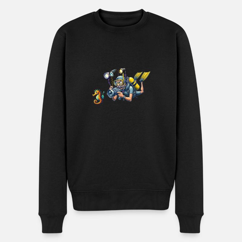 Unterwasserfotograf mit Unterwasserkamera - Männer Premium Bio Pullover - Schwarz