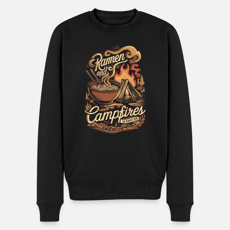 Camping Ramen Lovers - Männer Premium Bio Pullover - Schwarz