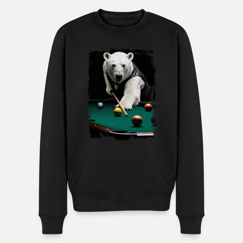 Eisbär spielt Billard Geschenk - Männer Premium Bio Pullover - Schwarz