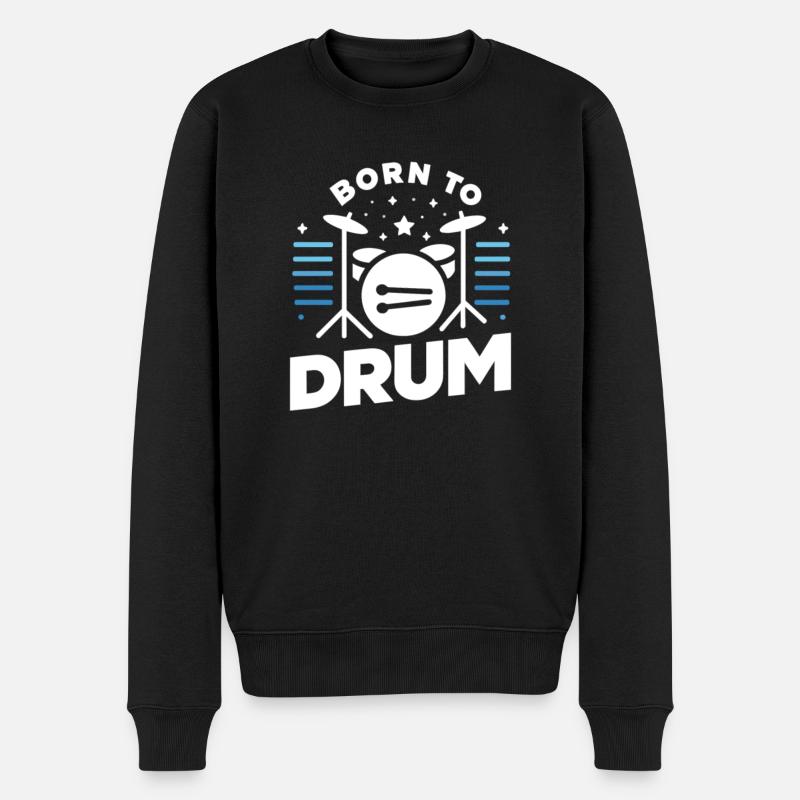 Zum Trommeln geboren - Männer Premium Bio Pullover - Schwarz
