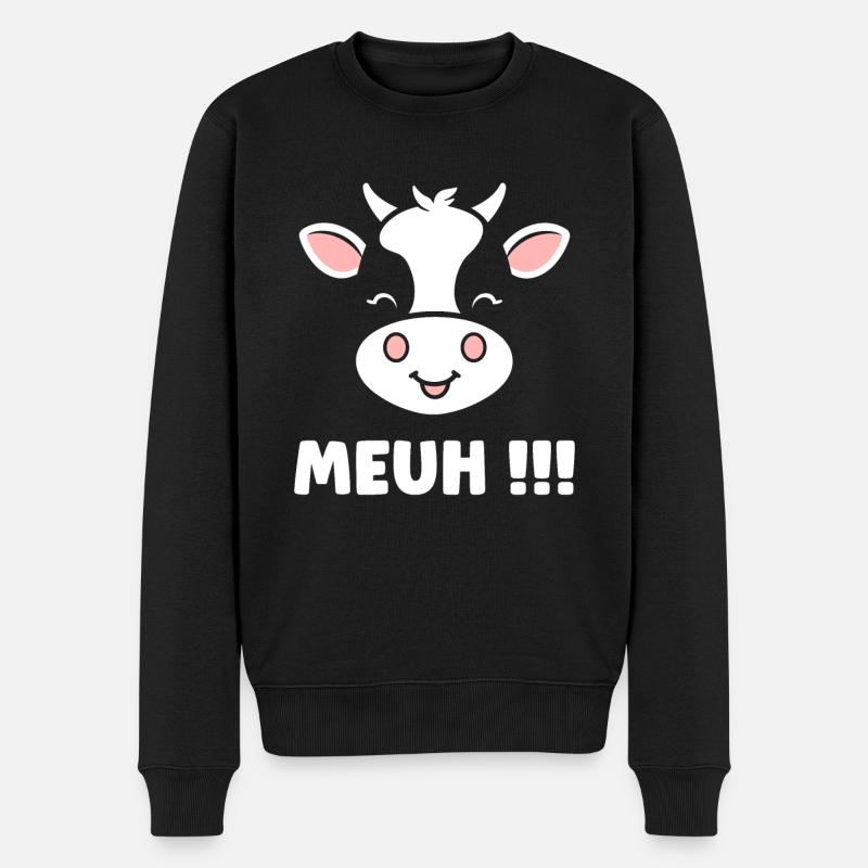 Kuh - Männer Premium Bio Pullover - Schwarz