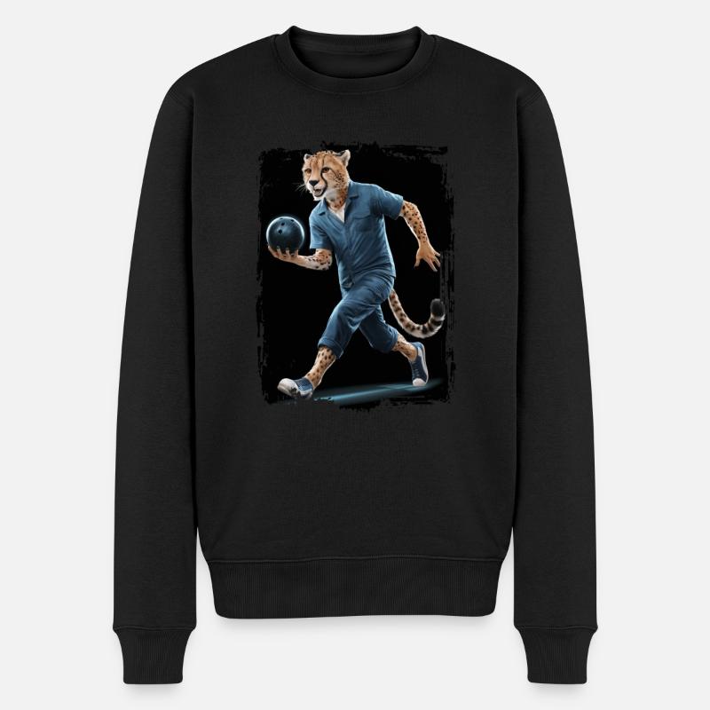 Gepard spielt Bowling Geschenk - Männer Premium Bio Pullover - Schwarz