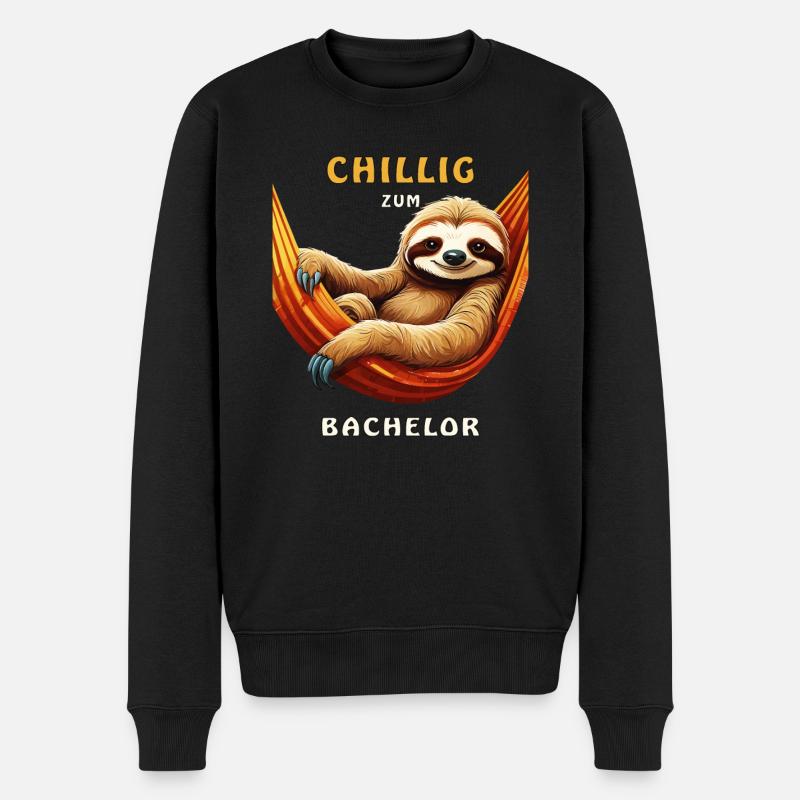 FAULTIER CHILLIG ZUM BACHELOR - Männer Premium Bio Pullover - Schwarz