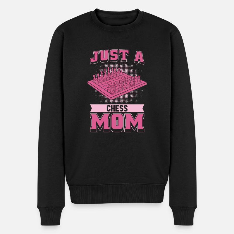 Schach Mutter Just A Chess Mom - Männer Premium Bio Pullover - Schwarz