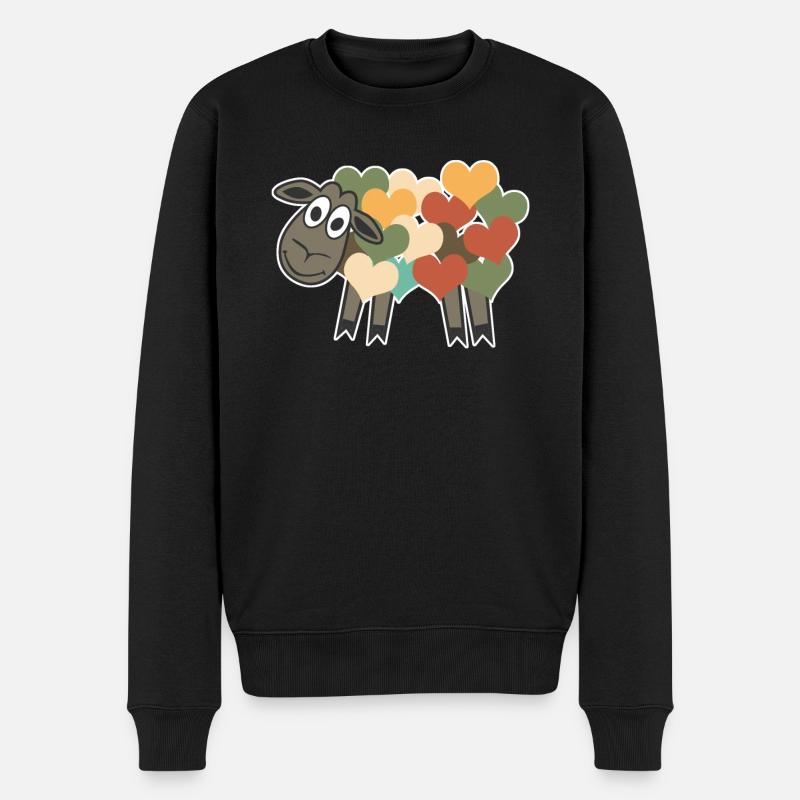 Mouton Rétro Coeurs - Pull Premium bio Homme - noir