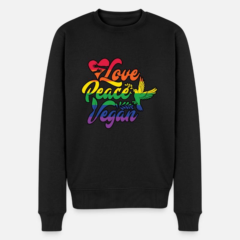Love Peace Arc-en-ciel végétalien - Pull Premium bio Homme - noir