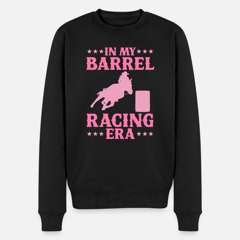 Rodeo Barrel Racing Pferd - Männer Premium Bio Pullover - Schwarz