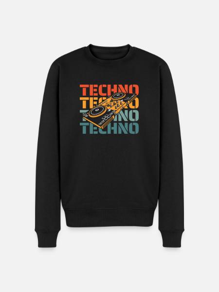 Techno Raver - Männer Premium Bio Pullover - Schwarz