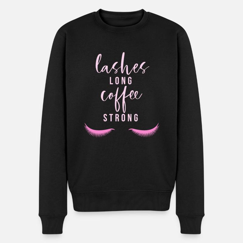 Lashes long Coffee strong - Männer Premium Bio Pullover - Schwarz