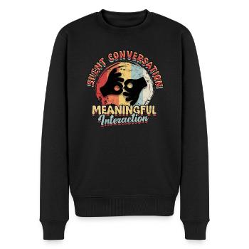 Sign Language Silent Conversation - Men's Premium Organic Jumper - black - Front - Nico (187cm)