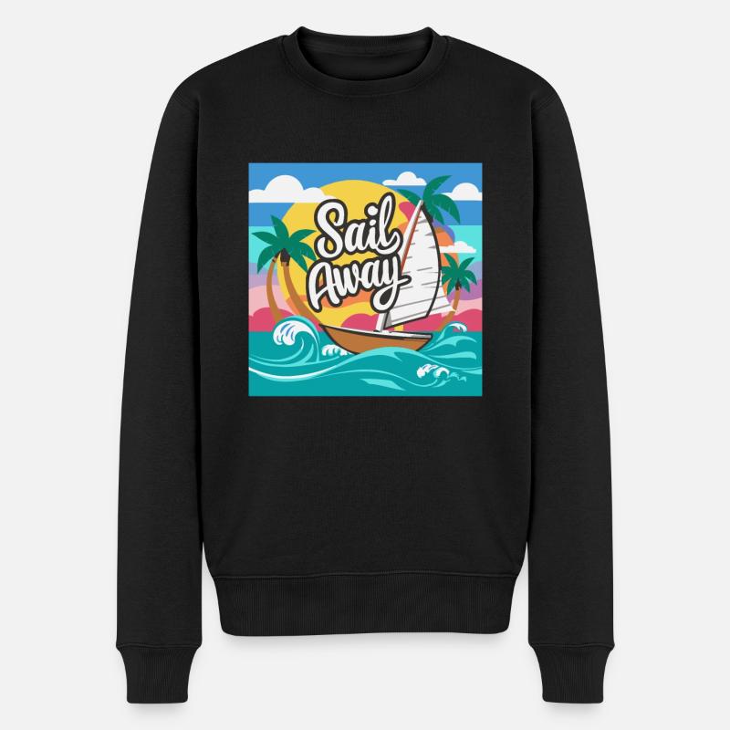 BOOTE, SEGELN WEG - Männer Premium Bio Pullover - Schwarz