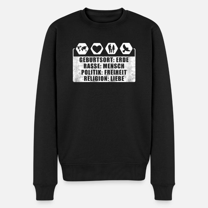 gegen Rassismus, gegen Rechts, gegen Nazis, Liebe - Männer Premium Bio Pullover - Schwarz