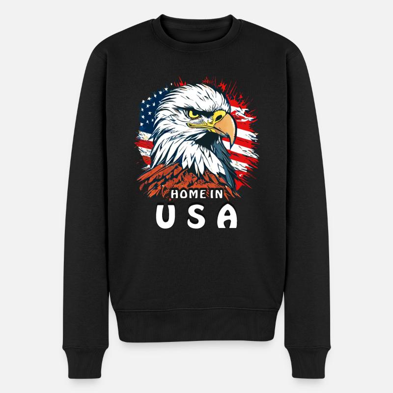 SEEADLER HOME IN USA - Männer Premium Bio Pullover - Schwarz