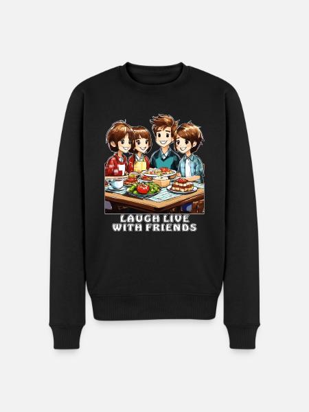 FREUNDE LAUGH LIVE WITH FRIENDS - Men's Premium Organic Jumper - black