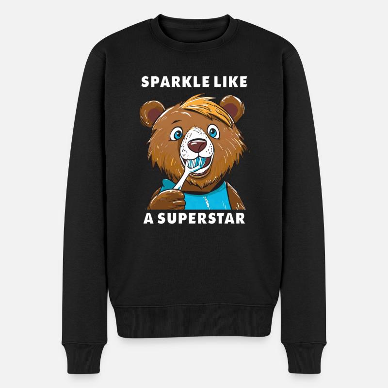 L’OURS BRILLE COMME UNE SUPERSTAR - Pull Premium bio Homme - noir