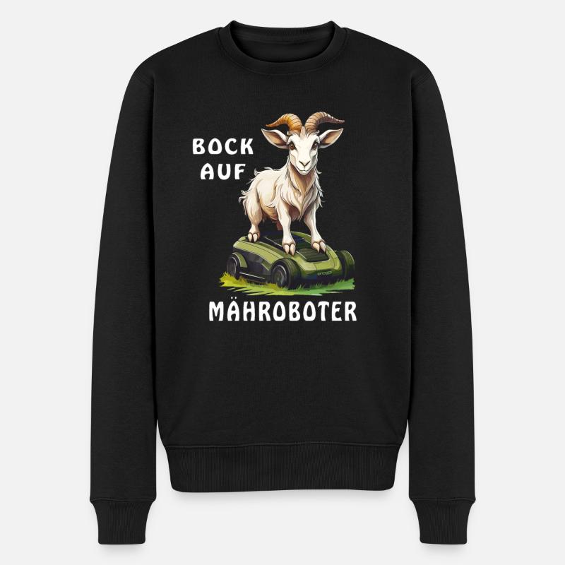 ZIEGE BOCK AUF MÄHROBOTER - Männer Premium Bio Pullover - Schwarz