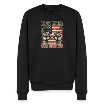 Krav Maga Selbstverteidigung - Männer Premium Bio Pullover - Schwarz - Vorne - Nico (187cm)