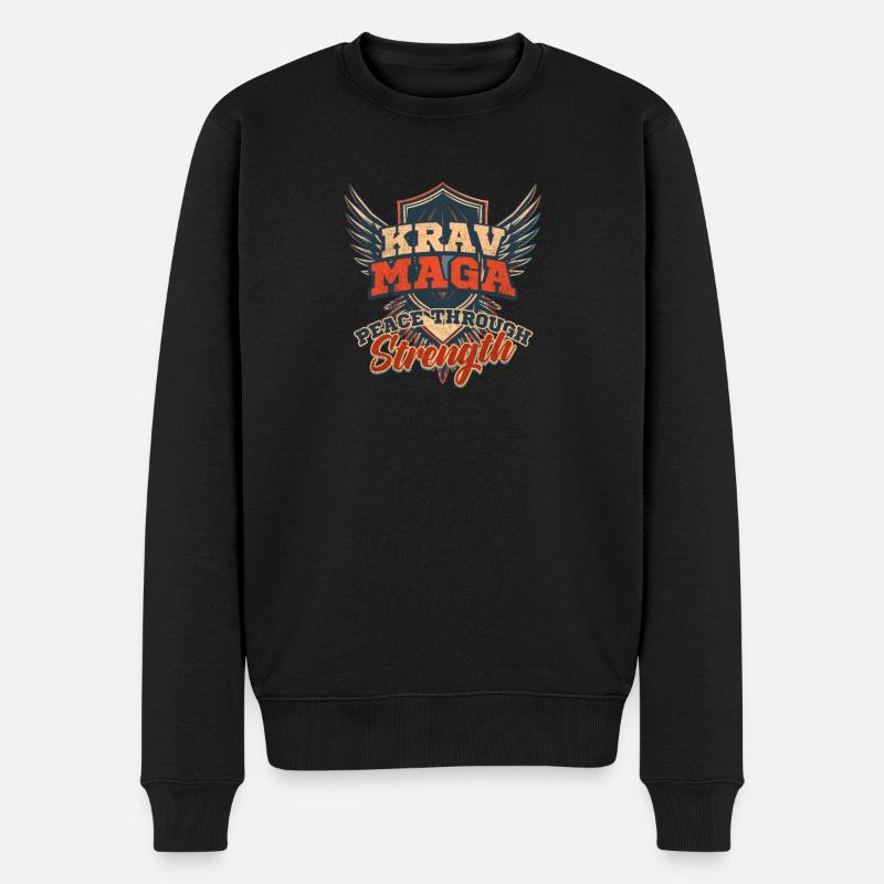 Krav Maga Peace Through Strength - Men's Premium Organic Jumper - black