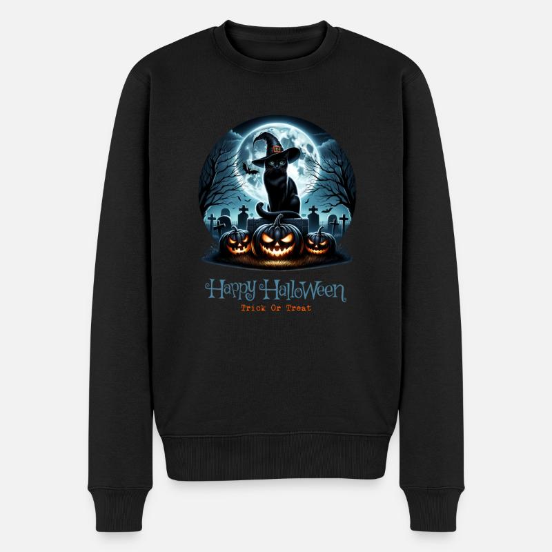 Joyeux Halloween, chat effrayé - Pull Premium bio Homme - noir