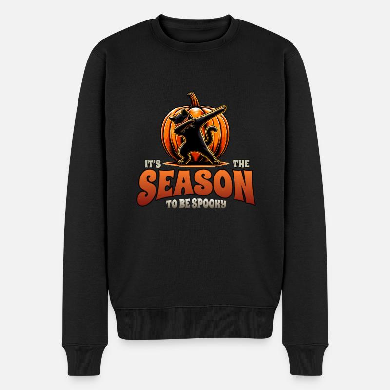 Fröhliches Halloween, Scaredy Cat - Männer Premium Bio Pullover - Schwarz