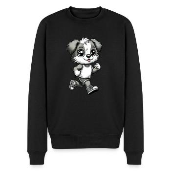 Cute Marathon Runner Dog - Männer Premium Bio Pullover - Schwarz - Vorne - Nico (187cm)
