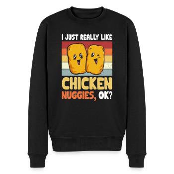 Chicken Nugget Liebhaber Chicken Nuggets - Männer Premium Bio Pullover - Schwarz - Vorne - Nico (187cm)