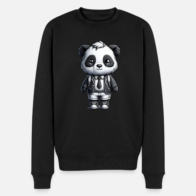 Mignon écolier panda - Pull Premium bio Homme - noir