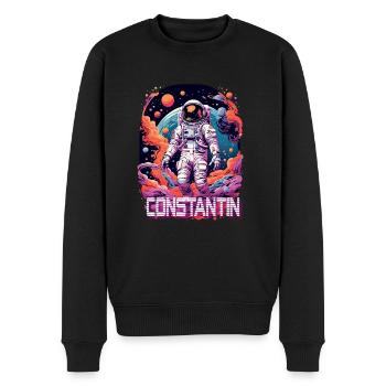 CONSTANTIN - Nom de garçon et astronaute cool - Pull Premium bio Homme - noir - Devant - Nico (187cm)