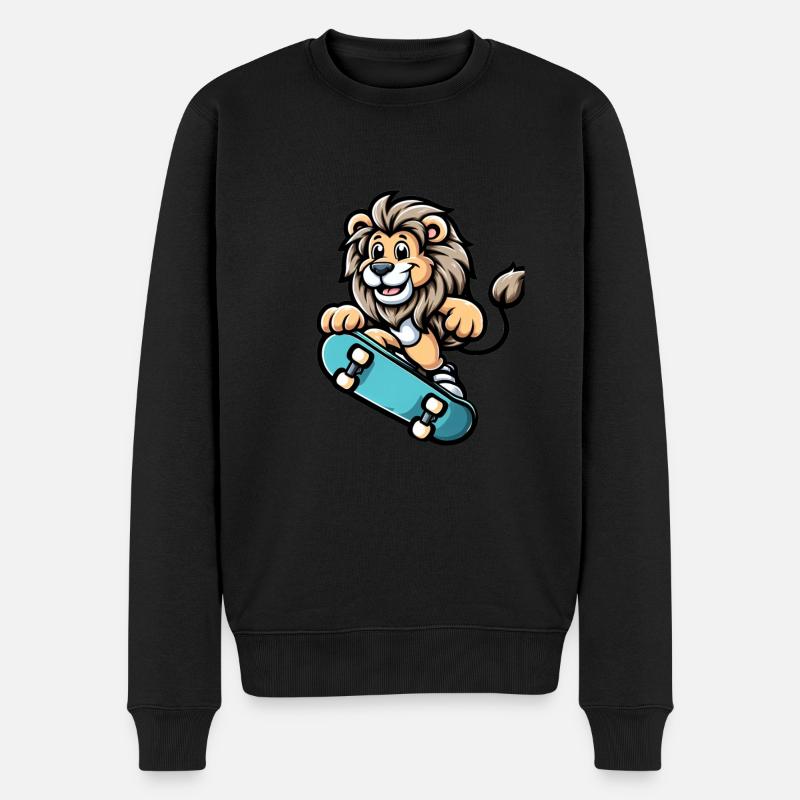 Cute Skater Lion - Männer Premium Bio Pullover - Schwarz