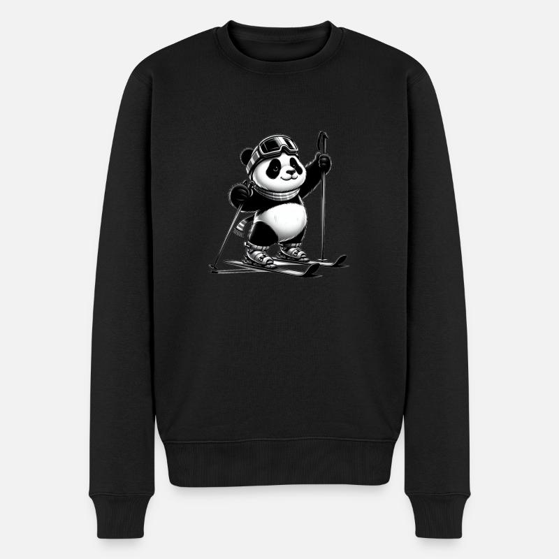 Cute Skier Panda - Männer Premium Bio Pullover - Schwarz