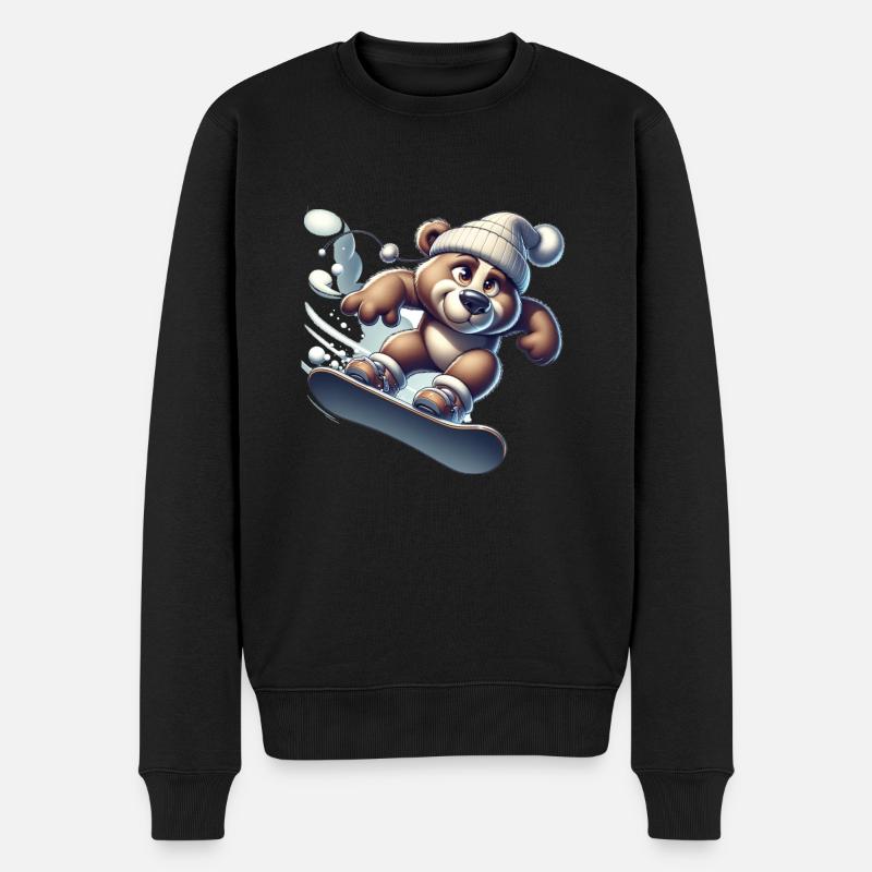 Ours snowboarder mignon - Pull Premium bio Homme - noir