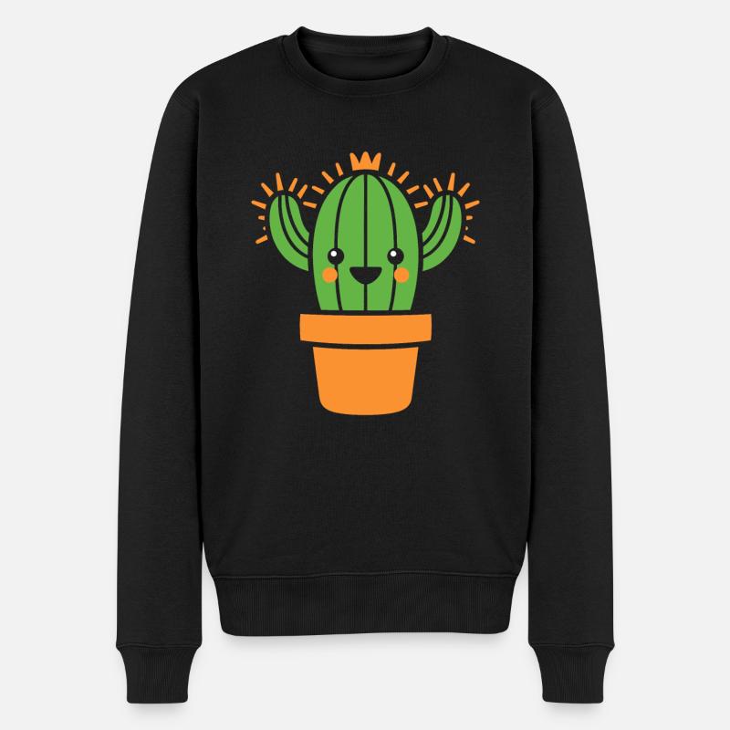 Kaktus - Männer Premium Bio Pullover - Schwarz
