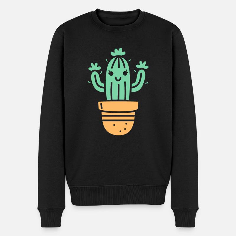 Kaktus - Männer Premium Bio Pullover - Schwarz