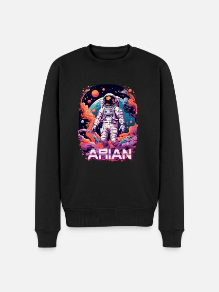 ARIAN - Vackert pojknamn med cool astronaut - Ekologisk premiumtröja herr - svart
