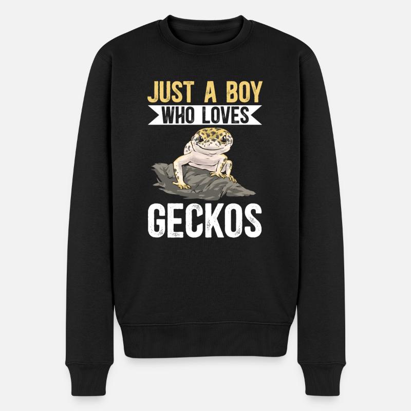 Leopardgecko Reptil Haustier Gecko - Männer Premium Bio Pullover - Schwarz
