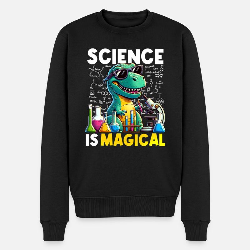Science Is Magical Dinosaur T-rex Chemist Funny - Männer Premium Bio Pullover - Schwarz