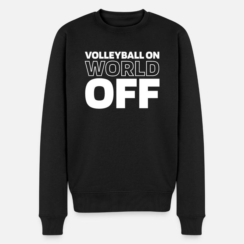 Volleyball Volleyballer Volleyball On World Off - Männer Premium Bio Pullover - Schwarz