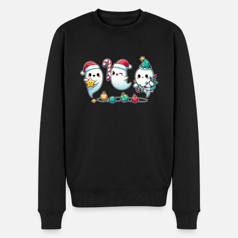 Ghosts for Christmas ghosts - Männer Premium Bio Pullover - Schwarz