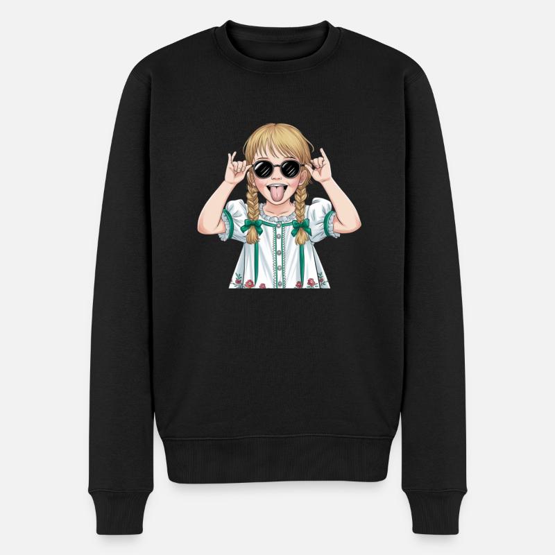Coole Mädchen mit Sonnenbrille und Zöpfen im - Männer Premium Bio Pullover - Schwarz