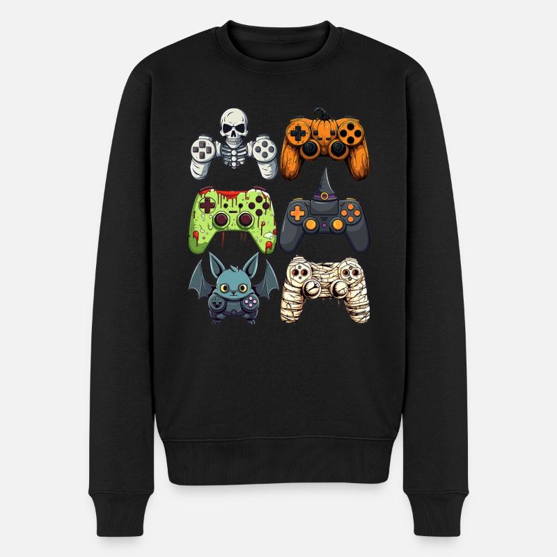 Halloween Gaming Controllers Witch Zombie Mummy - Männer Premium Bio Pullover - Schwarz