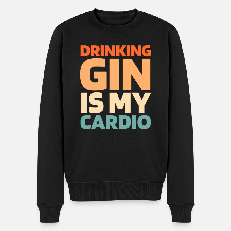 Gin Funny Cardio Quote - Männer Premium Bio Pullover - Schwarz