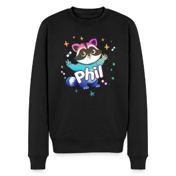 PHIL - Beautiful boy name with cute raccoon - Men's Premium Organic Jumper - black - Front - Nico (187cm)