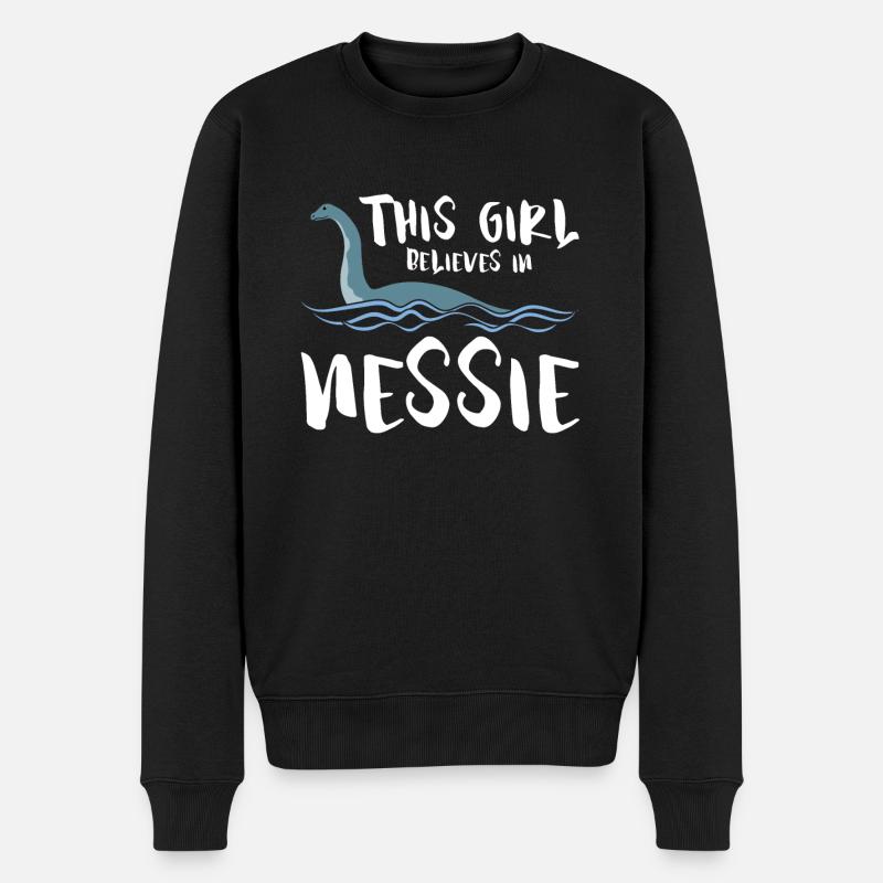 Mädchen Glaubt An Nessie Loch Ness Cryptid - Männer Premium Bio Pullover - Schwarz