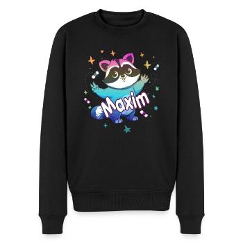 MAXIM - Beautiful boy name with cute raccoon - Men's Premium Organic Jumper - black - Front - Nico (187cm)
