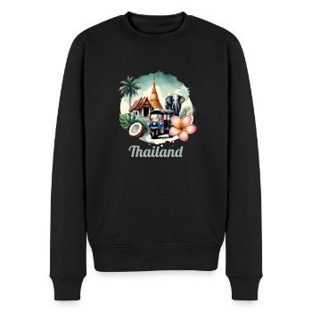 Temple thaïlandais éléphant pagode de Bangkok - Pull Premium bio Homme - noir - Devant - Nico (187cm)